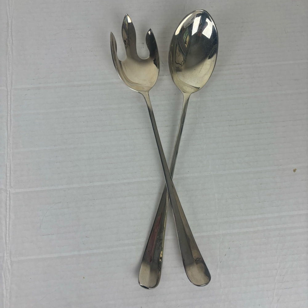 MCM-silver plated serving spoon/fork set-vintage